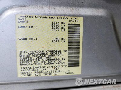 Zdjęcie 12 z 12 samochodu: 2016 NISSAN ALTIMA 2.5 S VIN:1N4AL3AP2GC240772 - miniatura