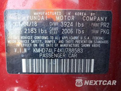 Zdjęcie 12 z 12 samochodu: 2019 HYUNDAI ELANTRA SE VIN:KMHD74LF4KU788583 - miniatura
