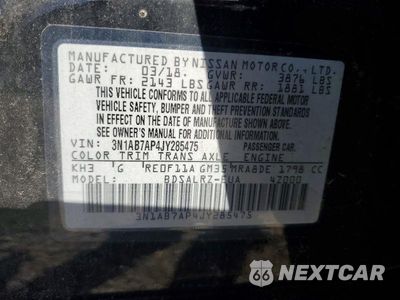 Zdjęcie 13 z 13 samochodu: 2018 NISSAN SENTRA SR VIN:3N1AB7AP4JY285475 - miniatura