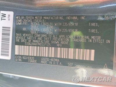 Zdjęcie 13 z 13 samochodu: 2021 TOYOTA HIGHLANDER XLE VIN:5TDGZRAH7MS537125 - miniatura