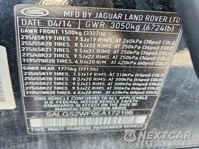 Zdjęcie 13 z 13 samochodu: 2014 LAND ROVER RANGE ROVER HSE VIN:SALGS2WF9EA172196 - miniatura