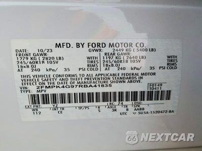 Zdjęcie 14 z 14 samochodu: 2024 FORD EDGE SE VIN:2FMPK4G97RBA41835 - miniatura