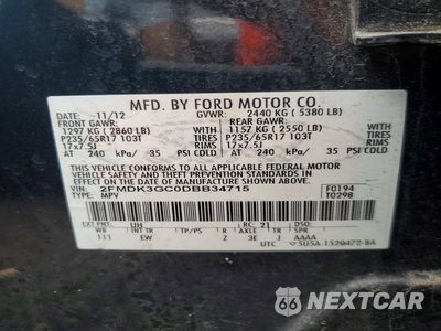 Zdjęcie 13 z 13 samochodu: 2013 FORD EDGE SE VIN:2FMDK3GC0DBB34715 - miniatura