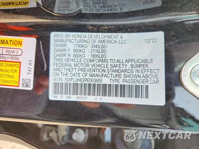 Zdjęcie 12 z 12 samochodu: 2023 HONDA CIVIC SPORT VIN:19XFL2H82PE003605 - miniatura