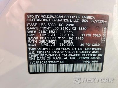 Zdjęcie 13 z 13 samochodu: 2024 VOLKSWAGEN ATLAS SEL PREMIUM R-LINE VIN:1V2FR2CA9RC507148 - miniatura