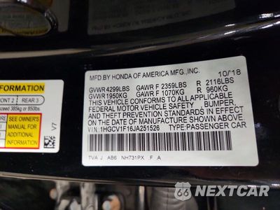 Zdjęcie 12 z 12 samochodu: 2018 HONDA ACCORD VIN:1HGCV1F16JA251526 - miniatura