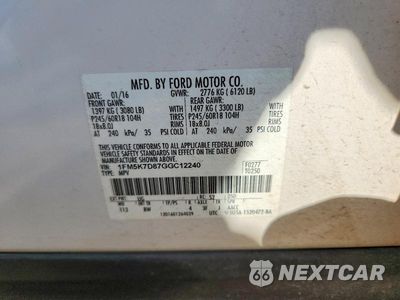 Zdjęcie 14 z 14 samochodu: 2016 FORD EXPLORER XLT VIN:1FM5K7D87GGC12240 - miniatura