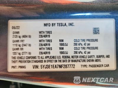 Zdjęcie 12 z 12 samochodu: 2022 TESLA MODEL 3 VIN:5YJ3E1EA7NF287772 - miniatura