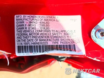 Zdjęcie 12 z 12 samochodu: 2022 HONDA CIVIC SPORT TOURING VIN:19XFL1H86NE002223 - miniatura