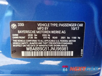 Zdjęcie 12 z 12 samochodu: 2018 BMW 330 I VIN:WBA8B9G51JNU96981 - miniatura