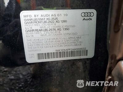 Zdjęcie 13 z 13 samochodu: 2010 AUDI Q5 PREMIUM VIN:WA1CKAFP2AA068632 - miniatura