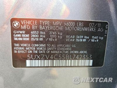 Zdjęcie 14 z 14 samochodu: 2011 BMW X5 XDRIVE35I VIN:5UXZV4C55BL742353 - miniatura