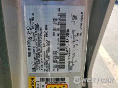 Zdjęcie 12 z 12 samochodu: 2019 FORD FUSION SEL VIN:3FA6P0CD1KR150096 - miniatura