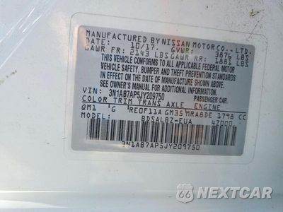 Zdjęcie 12 z 12 samochodu: 2018 NISSAN SENTRA S VIN:3N1AB7AP5JY209750 - miniatura