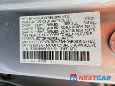 Zdjęcie 13 z 13 samochodu: 2024 HONDA CR-V SPORT-L VIN:7FARS6H80RE067120 - miniatura