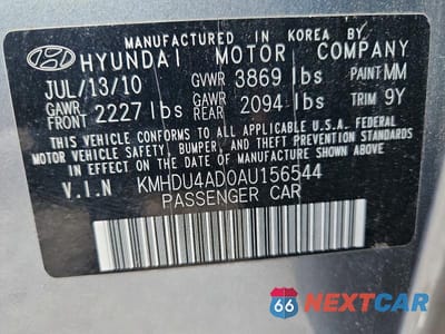 Zdjęcie 12 z 12 samochodu: 2010 HYUNDAI ELANTRA GLS VIN:KMHDU4AD0AU156544 - miniatura