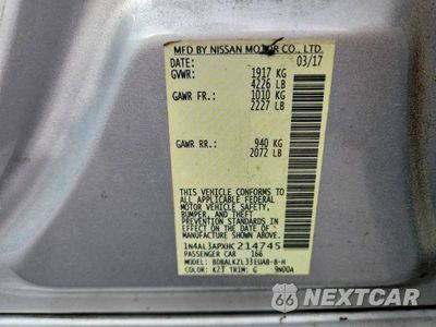 Zdjęcie 12 z 12 samochodu: 2017 NISSAN ALTIMA 2.5 SV VIN:1N4AL3APXHC214745 - miniatura