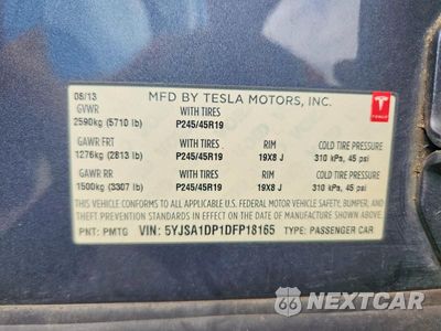 Zdjęcie 12 z 12 samochodu: 2013 TESLA MODEL S VIN:5YJSA1DP1DFP18165 - miniatura