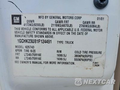 Zdjęcie 12 z 12 samochodu: 2001 CHEVROLET SILVERADO K2500 HEAVY DUTY VIN:1GCHK23U81F124491 - miniatura