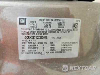 Zdjęcie 12 z 12 samochodu: 2012 CHEVROLET SILVERADO K1500 LT VIN:1GCRKSE74CZ283618 - miniatura