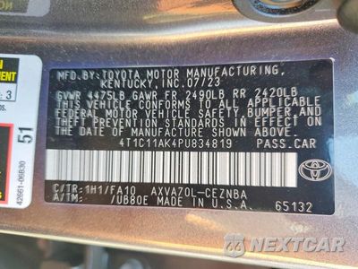 Zdjęcie 12 z 12 samochodu: 2023 TOYOTA CAMRY LE VIN:4T1C11AK4PU834819 - miniatura