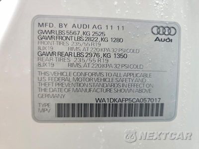 Zdjęcie 14 z 14 samochodu: 2012 AUDI Q5 PREMIUM PLUS VIN:WA1DKAFP5CA057017 - miniatura