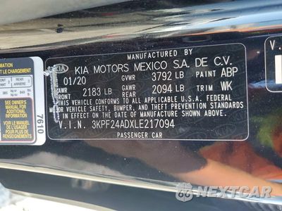 Zdjęcie 12 z 12 samochodu: 2020 KIA FORTE LXS VIN:3KPF24ADXLE217094 - miniatura