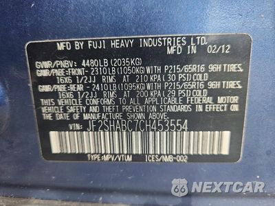 Zdjęcie 13 z 13 samochodu: 2012 SUBARU FORESTER 2.5X VIN:JF2SHABC7CH453554 - miniatura