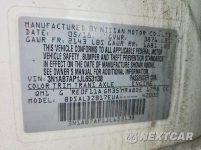Zdjęcie 12 z 12 samochodu: 2018 NISSAN SENTRA SV VIN:3N1AB7AP1JL653138 - miniatura