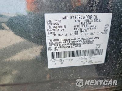 Zdjęcie 13 z 13 samochodu: 2015 FORD EDGE SEL VIN:2FMTK3J99FBC34968 - miniatura