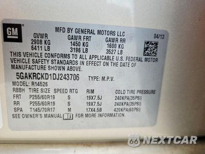 Zdjęcie 13 z 13 samochodu: 2013 BUICK ENCLAVE VIN:5GAKRCKD1DJ243706 - miniatura