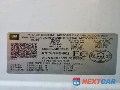 Zdjęcie 13 z 13 samochodu: 2020 CHEVROLET EQUINOX PREMIER VIN:2GNAXXEV2L6108801 - miniatura