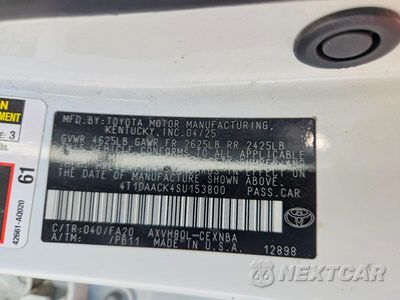 Zdjęcie 12 z 12 samochodu: 2025 TOYOTA CAMRY LE VIN:4T1DAACK4SU153800 - miniatura