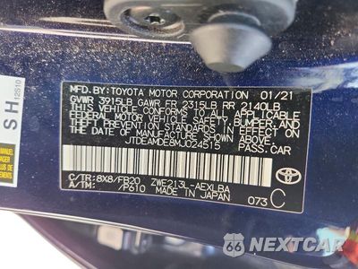 Zdjęcie 13 z 13 samochodu: 2021 TOYOTA COROLLA LE VIN:JTDEAMDE8MJ024515 - miniatura