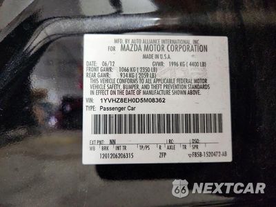 Zdjęcie 12 z 12 samochodu: 2013 MAZDA 6 TOURING PLUS VIN:1YVHZ8EH0D5M08362 - miniatura