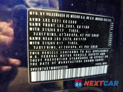 Zdjęcie 14 z 14 samochodu: 2021 VOLKSWAGEN TIGUAN SE VIN:3VV2B7AX1MM003226 - miniatura