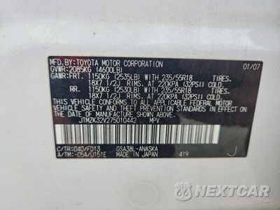 Zdjęcie 13 z 13 samochodu: 2007 TOYOTA RAV4 SPORT VIN:JTMZK32V275010442 - miniatura