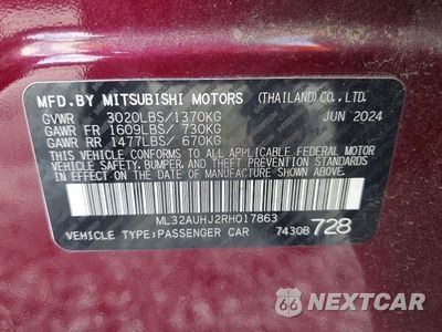 Zdjęcie 12 z 12 samochodu: 2024 MITSUBISHI MIRAGE ES VIN:ML32AUHJ2RH017863 - miniatura