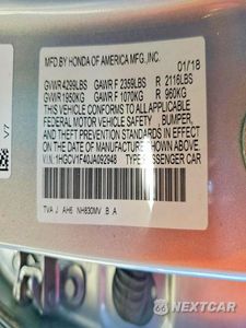 Zdjęcie 13 z 13 samochodu: 2018 HONDA ACCORD EX VIN:1HGCV1F40JA092948 - miniatura