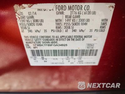 Zdjęcie 13 z 13 samochodu: 2015 FORD EXPLORER LIMITED VIN:1FM5K7F89FGA34925 - miniatura