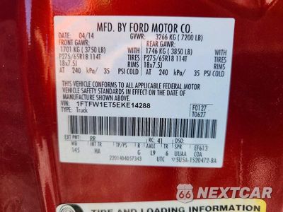 Zdjęcie 12 z 12 samochodu: 2014 FORD F150 SUPERCREW VIN:1FTFW1ET5EKE14288 - miniatura