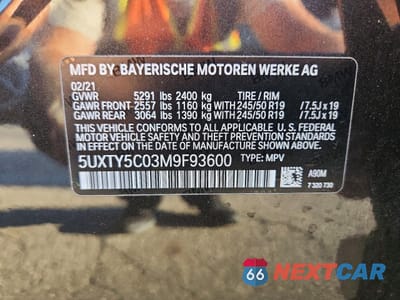 Zdjęcie 13 z 13 samochodu: 2021 BMW X3 XDRIVE30I VIN:5UXTY5C03M9F93600 - miniatura
