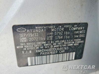 Zdjęcie 12 z 12 samochodu: 2013 HYUNDAI ELANTRA GLS VIN:KMHDH4AE0DU646743 - miniatura