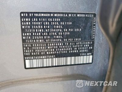 Zdjęcie 13 z 13 samochodu: 2022 VOLKSWAGEN TIGUAN SE VIN:3VV3B7AX9NM075507 - miniatura