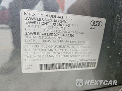 Zdjęcie 14 z 14 samochodu: 2017 AUDI Q5 PREMIUM VIN:WA1C2AFP6HA086738 - miniatura