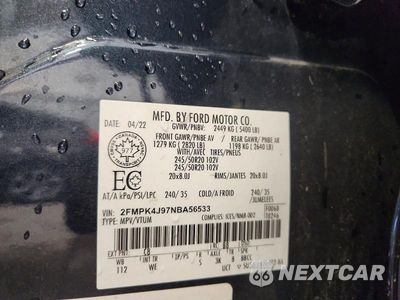 Zdjęcie 13 z 13 samochodu: 2022 FORD EDGE SEL VIN:2FMPK4J97NBA56533 - miniatura