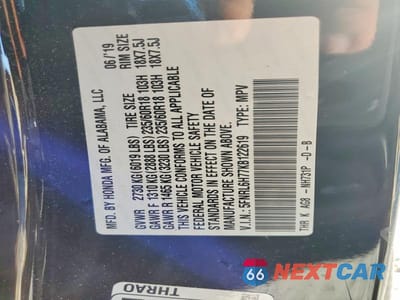 Zdjęcie 13 z 13 samochodu: 2019 HONDA ODYSSEY EXL VIN:5FNRL6H77KB122619 - miniatura