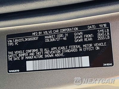 Zdjęcie 12 z 12 samochodu: 2019 VOLVO S60 T6 INSCRIPTION VIN:7JRA22TL3KG002837 - miniatura