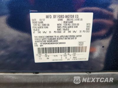 Zdjęcie 12 z 12 samochodu: 2017 FORD EXPLORER XLT VIN:1FM5K8D85HGC26533 - miniatura