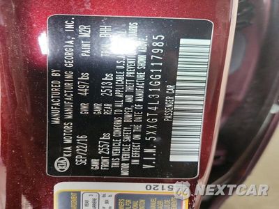 Zdjęcie 13 z 13 samochodu: 2016 KIA OPTIMA LX VIN:5XXGT4L31GG117985 - miniatura